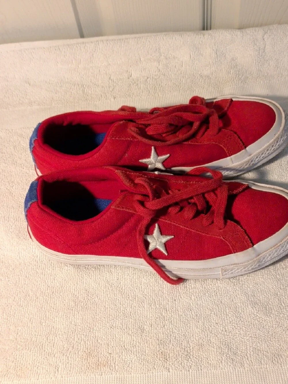 Converse Red Kids Canvas Sneakers with Silver Star
